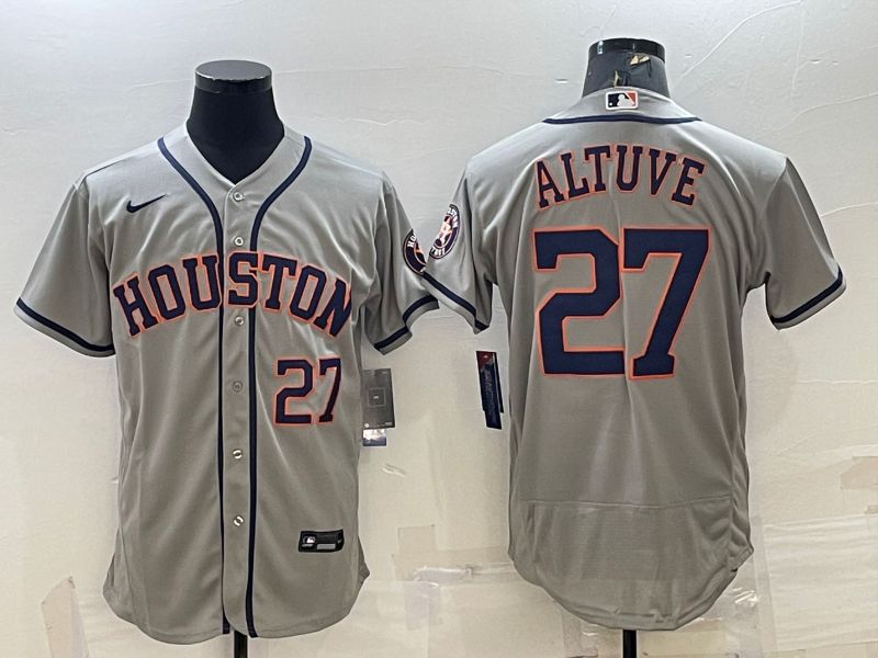 Men Houston Astros #27 Altuve Grey Elite Nike 2022 MLB Jersey
